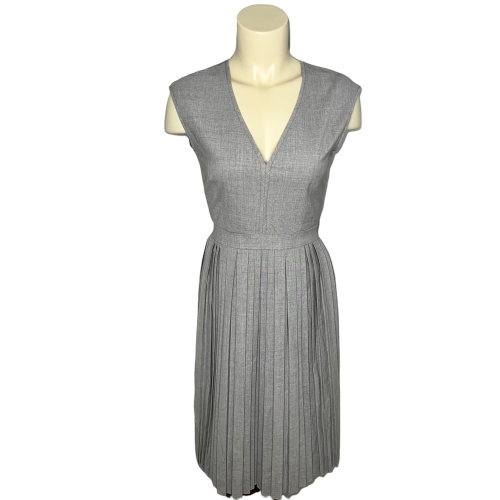 J. Crew Grey Sleeveless Pleated Dress